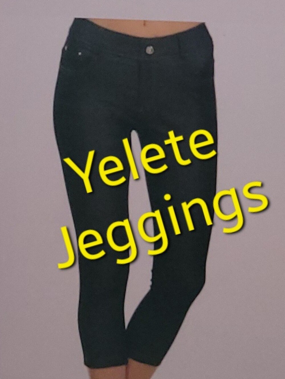 Yelete Womens Sleek Black Skinny‎ Mid Rise Stretch Cotton Pull-Up Jeggings. S/M